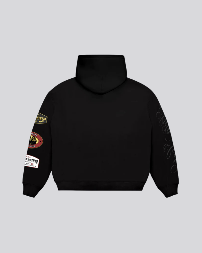 Unisex Heavyweight Boxy Patch Hoodie – Black