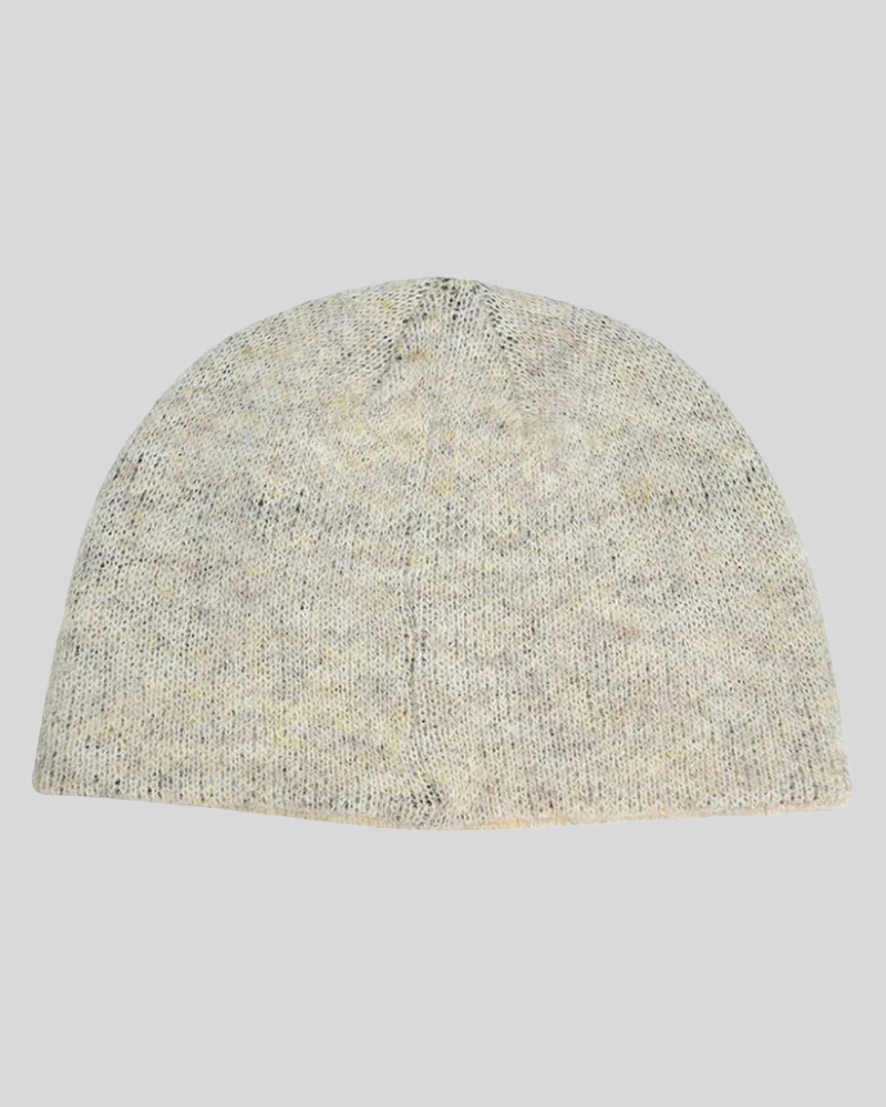 Fuzzy Knit Beanie with Abstract Cat Graphic