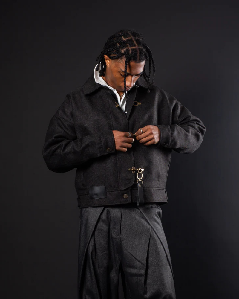 Unisex Fireman Clasp Cotton Canvas Jacket – Black