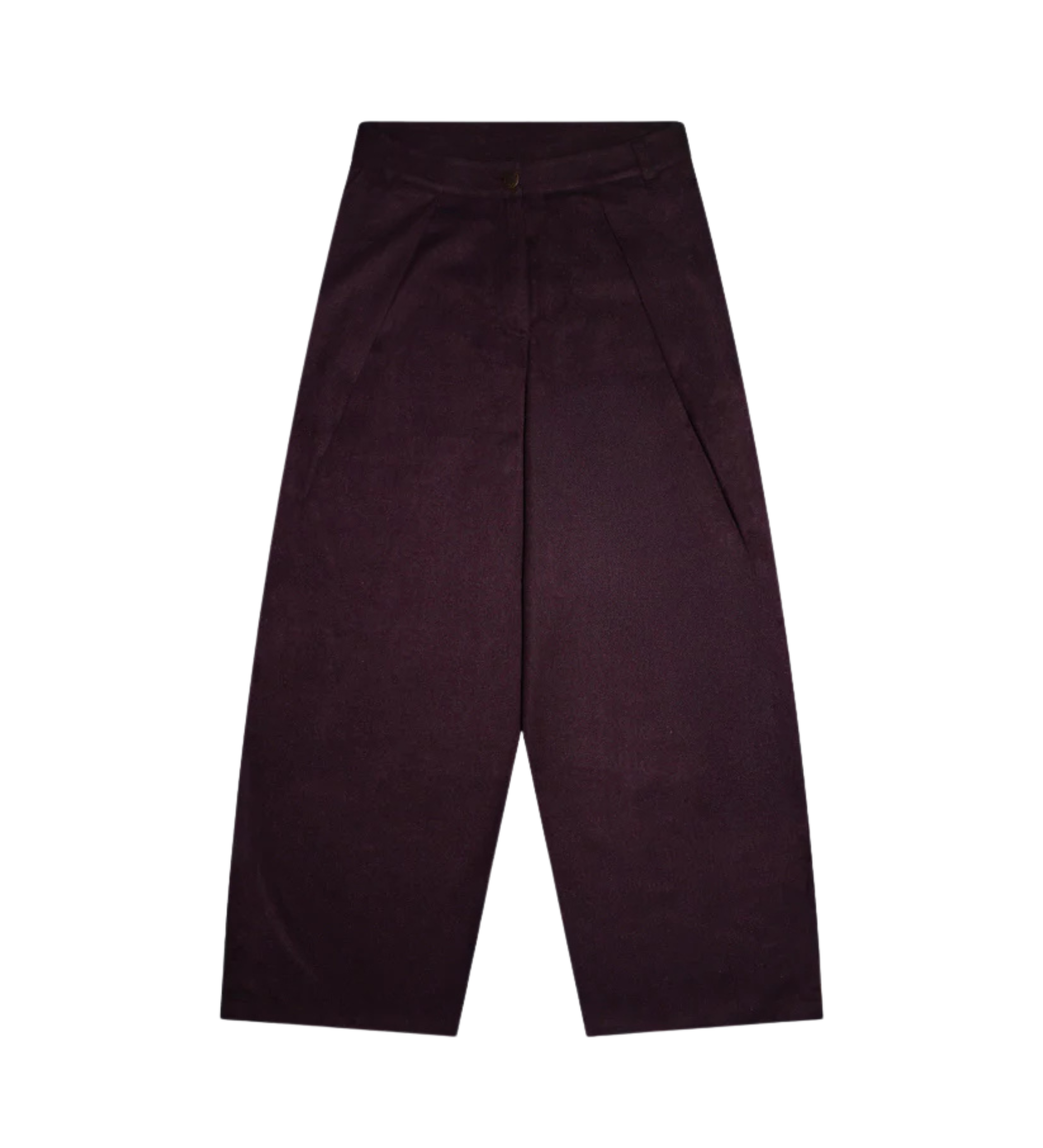 Unisex Wide-Leg Pleated Wool Trousers – Burgundy