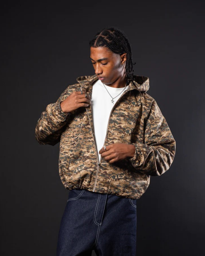 Unisex Digital Camouflage Zip-Up Hooded Jacket – Army Pixel