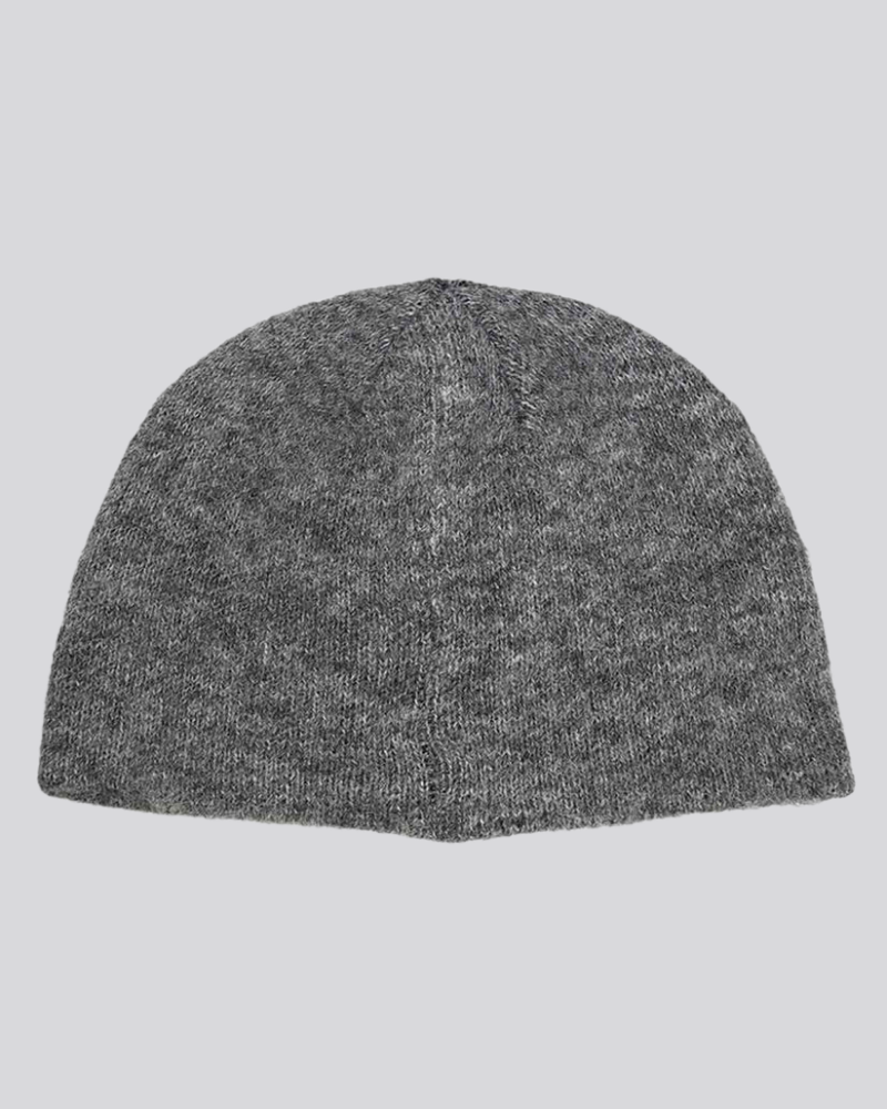 Fuzzy Knit Beanie with Abstract Cat Graphic