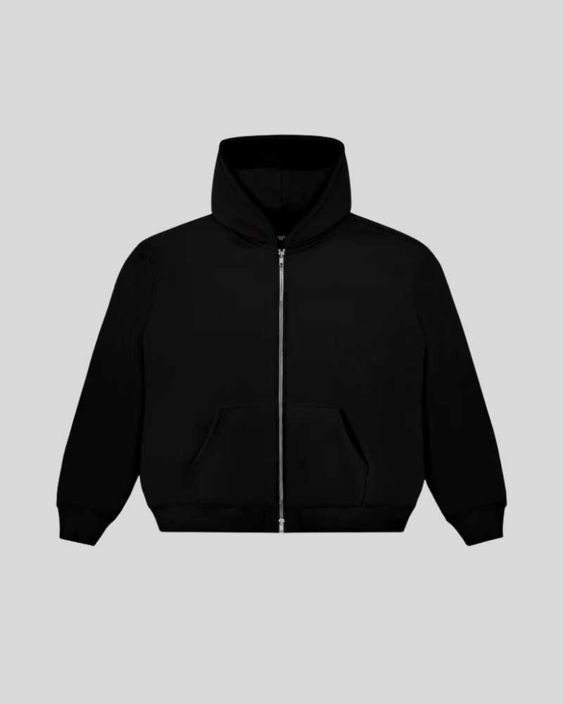 Unisex Heavyweight Full-Zip Graphic Hoodie – Black