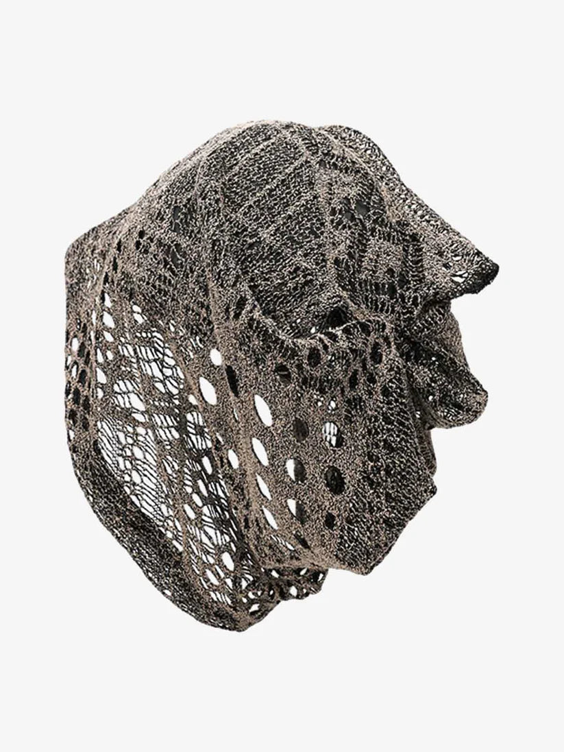 Metallic Open-Weave Mesh Slouch Beanie