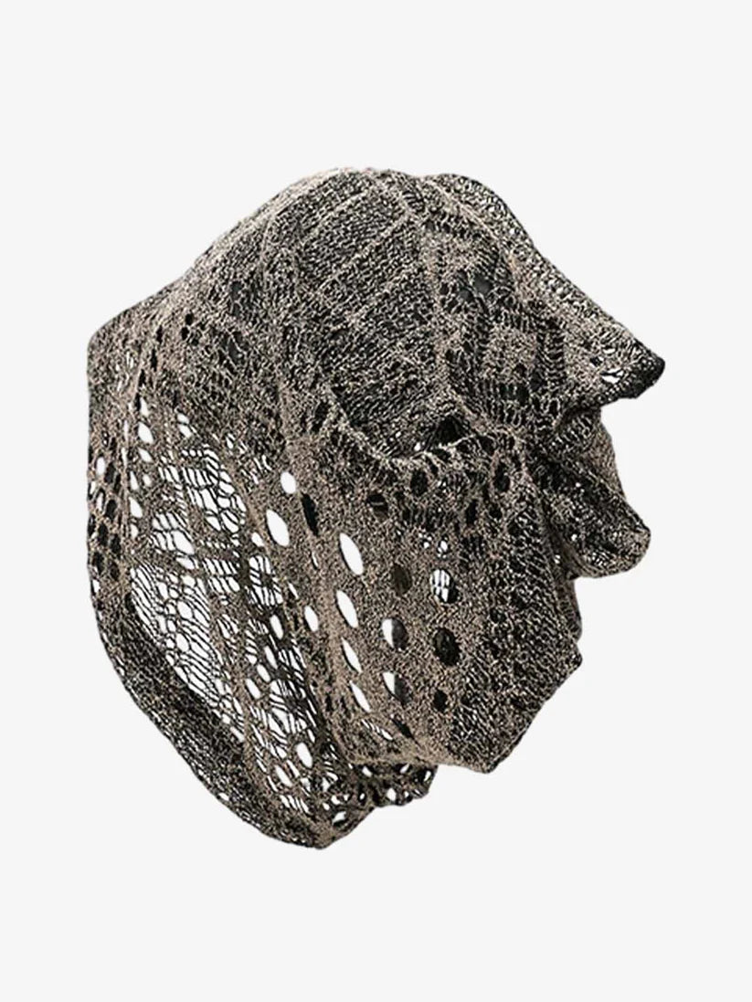 Metallic Open-Weave Mesh Slouch Beanie