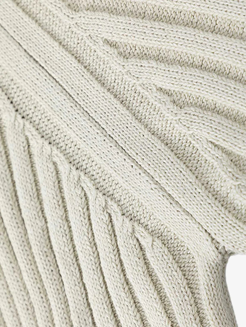 Long Sleeve Ribbed Knit Crew Neck Sweater with Grey Spray Print Detail